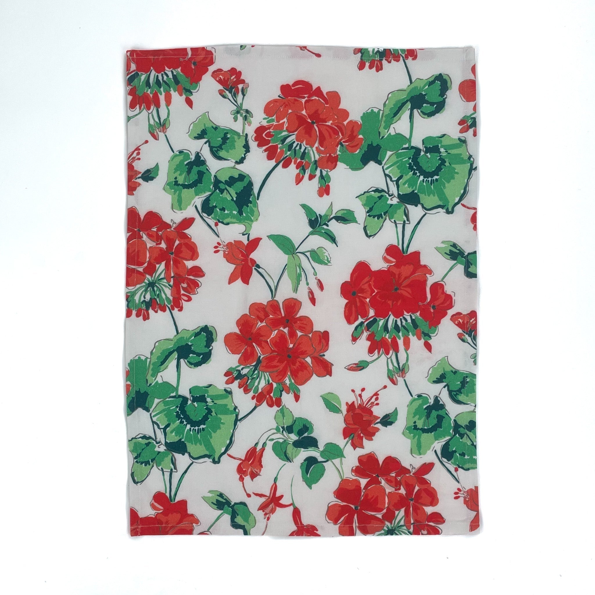 Cottage Grove Geranium Tea Towels/Dish Towels/Guest Towels - Red