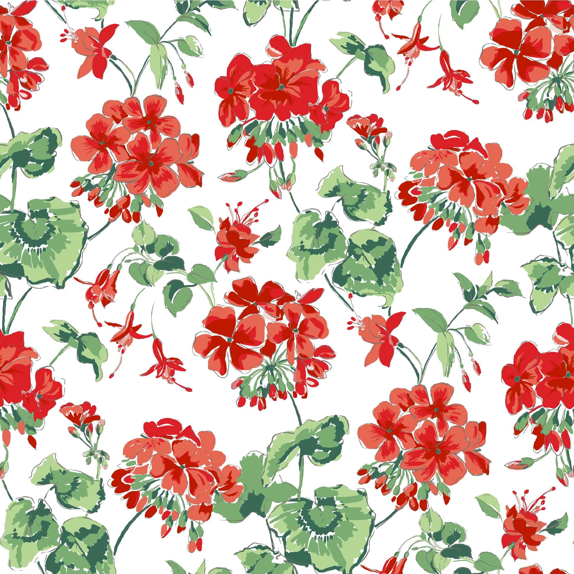 Cottage Grove Unpasted Geranium Wallpaper - Geranium Red