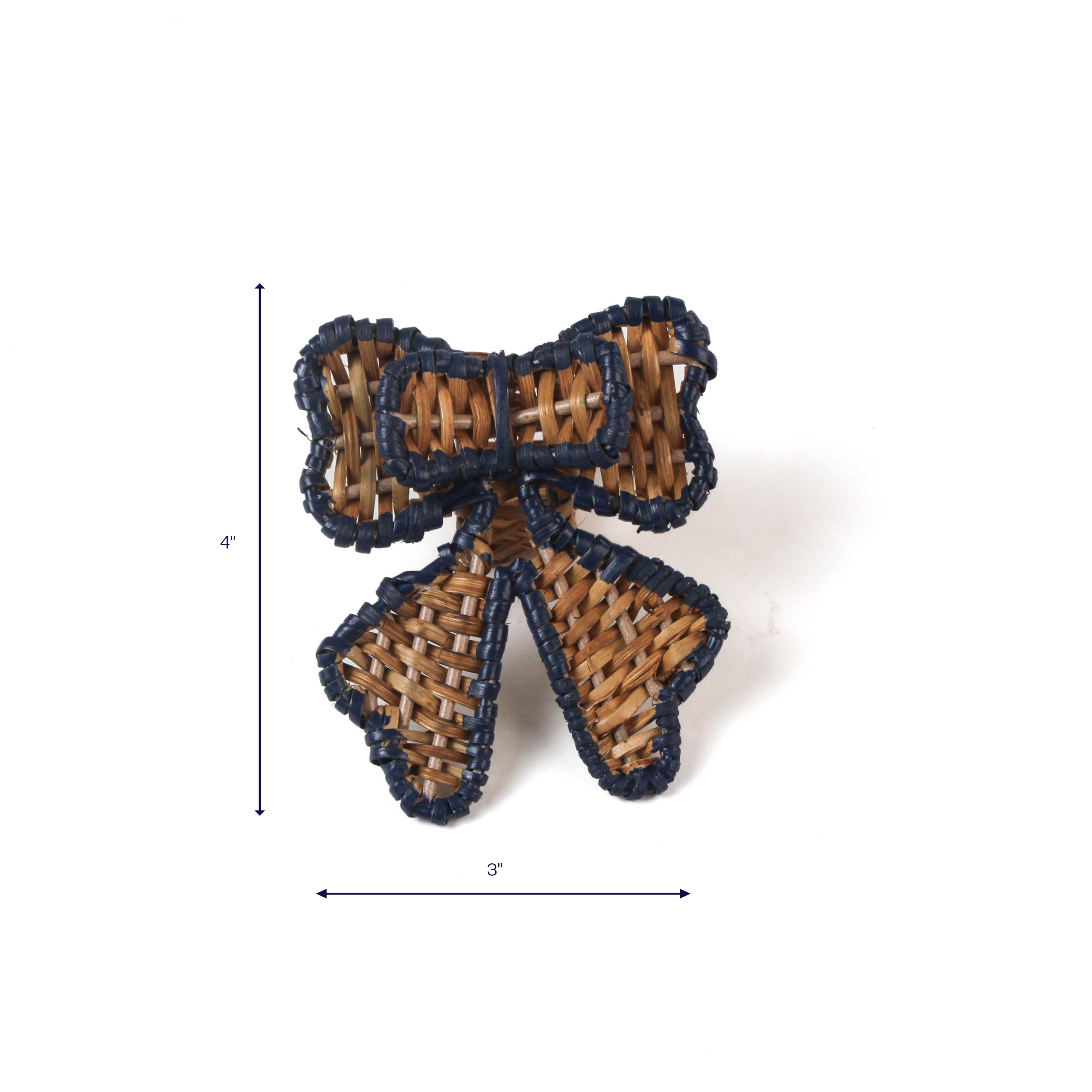 Rattan Bow Napkin Ring, Set of 4 - Blue
