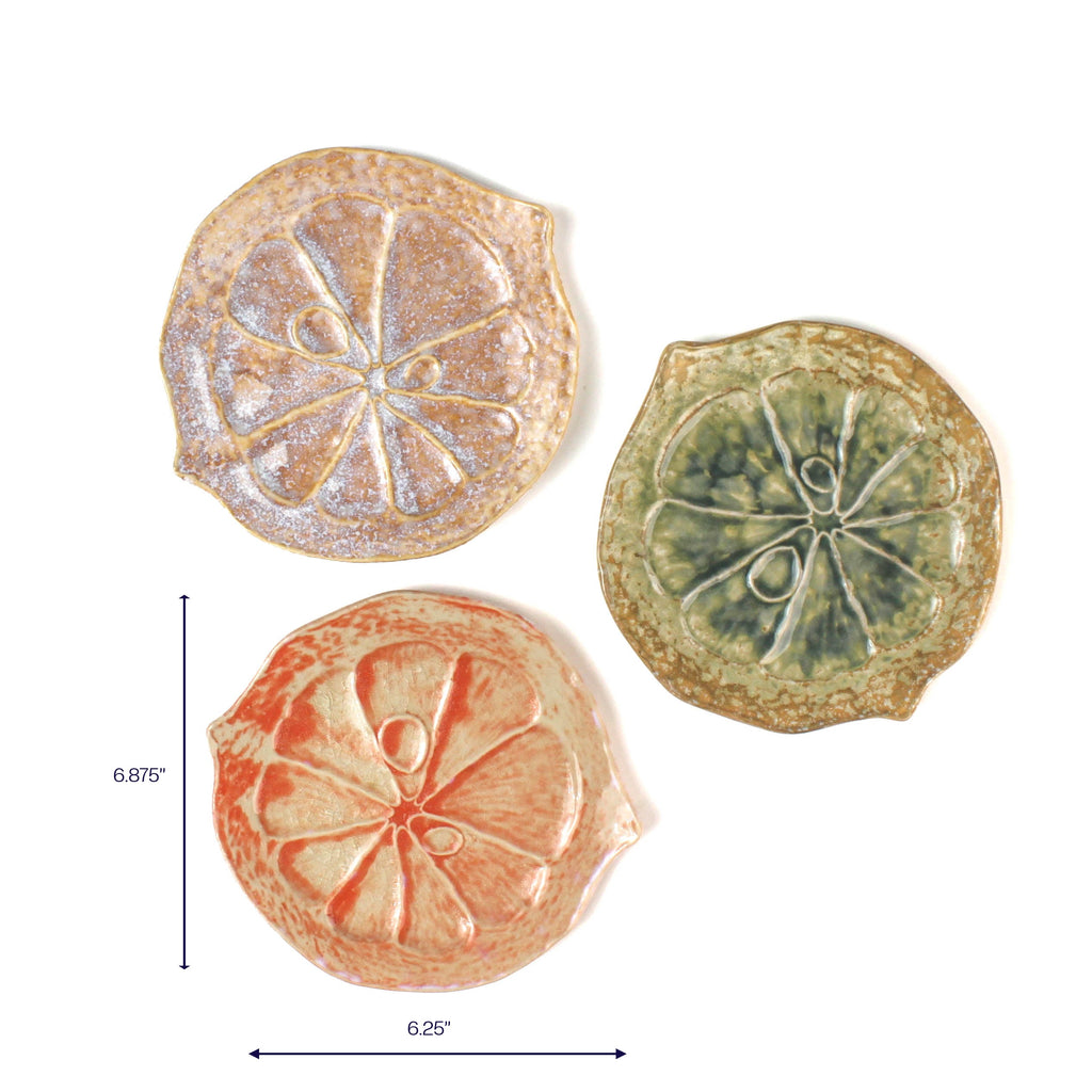 Ceramic Citrus Plates, Set of 3