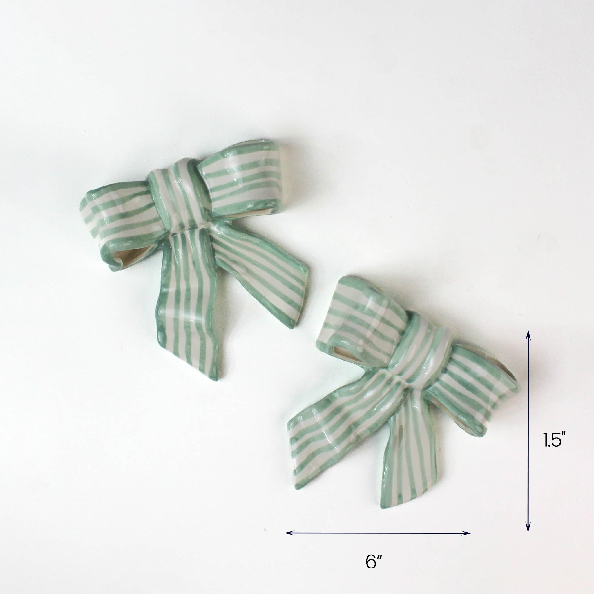 Hand-Painted Striped Ceramic Bow, Set of 2