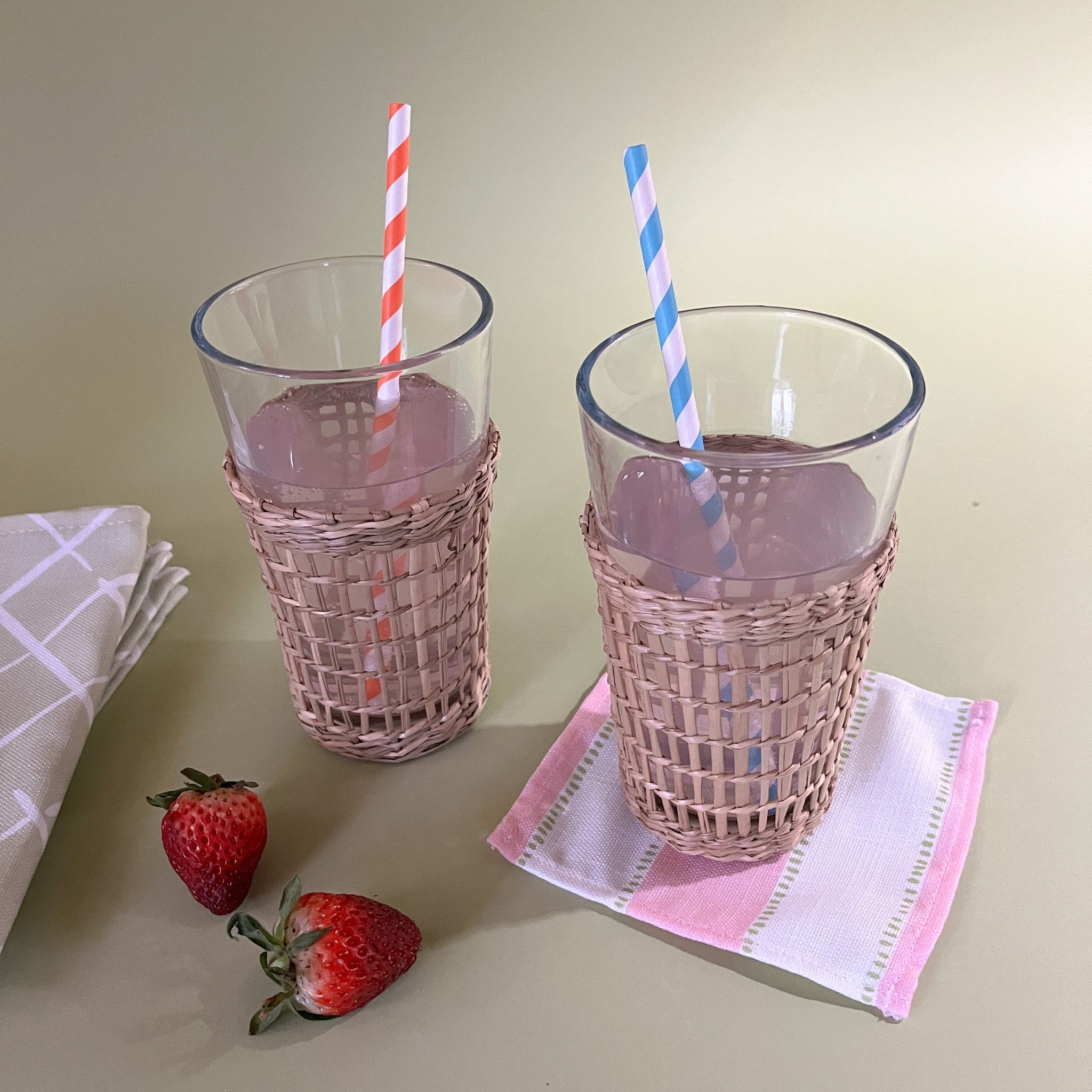 Seagrass Wrapped Glasses, Set of 4