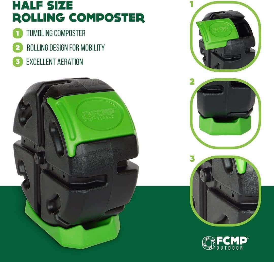 FCMP Outdoor 18.7Gal Outdoor Rolling Composter - Green
