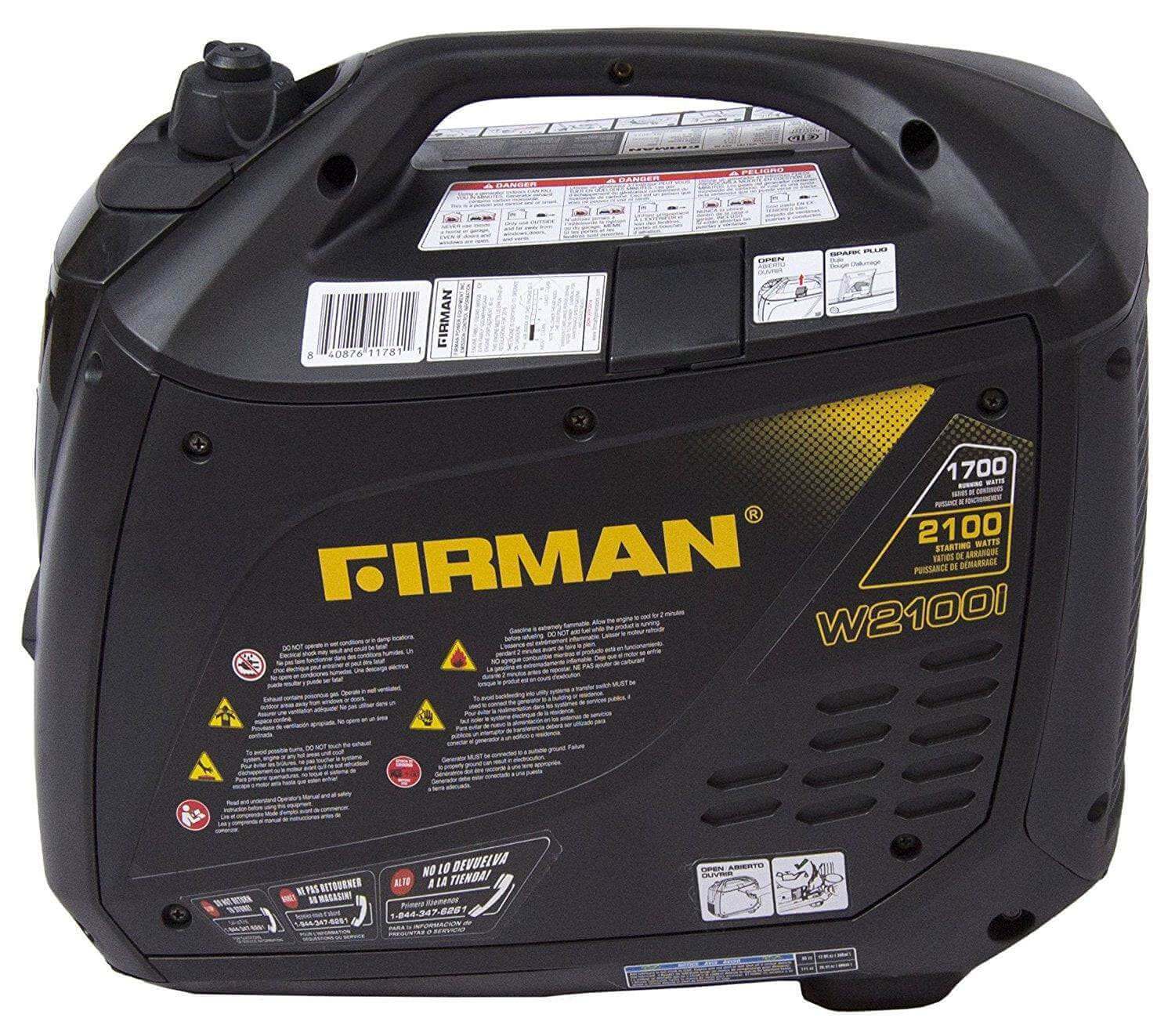 Firman 2,100/1,700W Whisper Series Gas Recoil Start Portable Generator cETL and CARB Certified With Cover