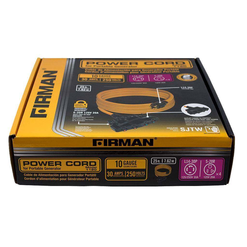 Firman 30A L14-30P To 5-20Rx4 Power Cord