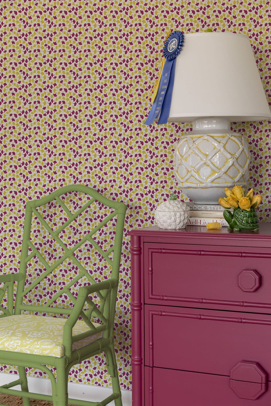 Forest Glade Unpasted Wallpaper - Strawberry