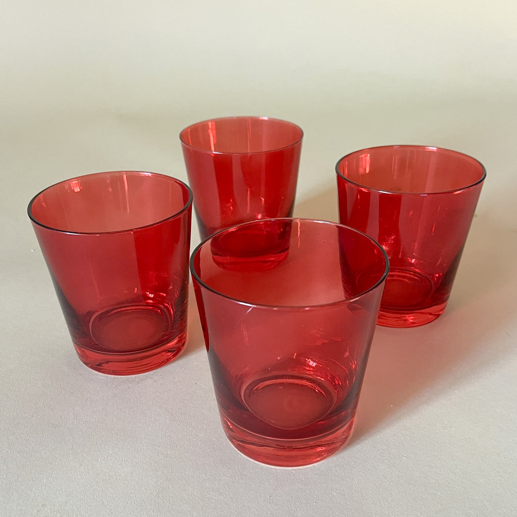 Low-Ball Colored Drinking Glasses, Set of 4