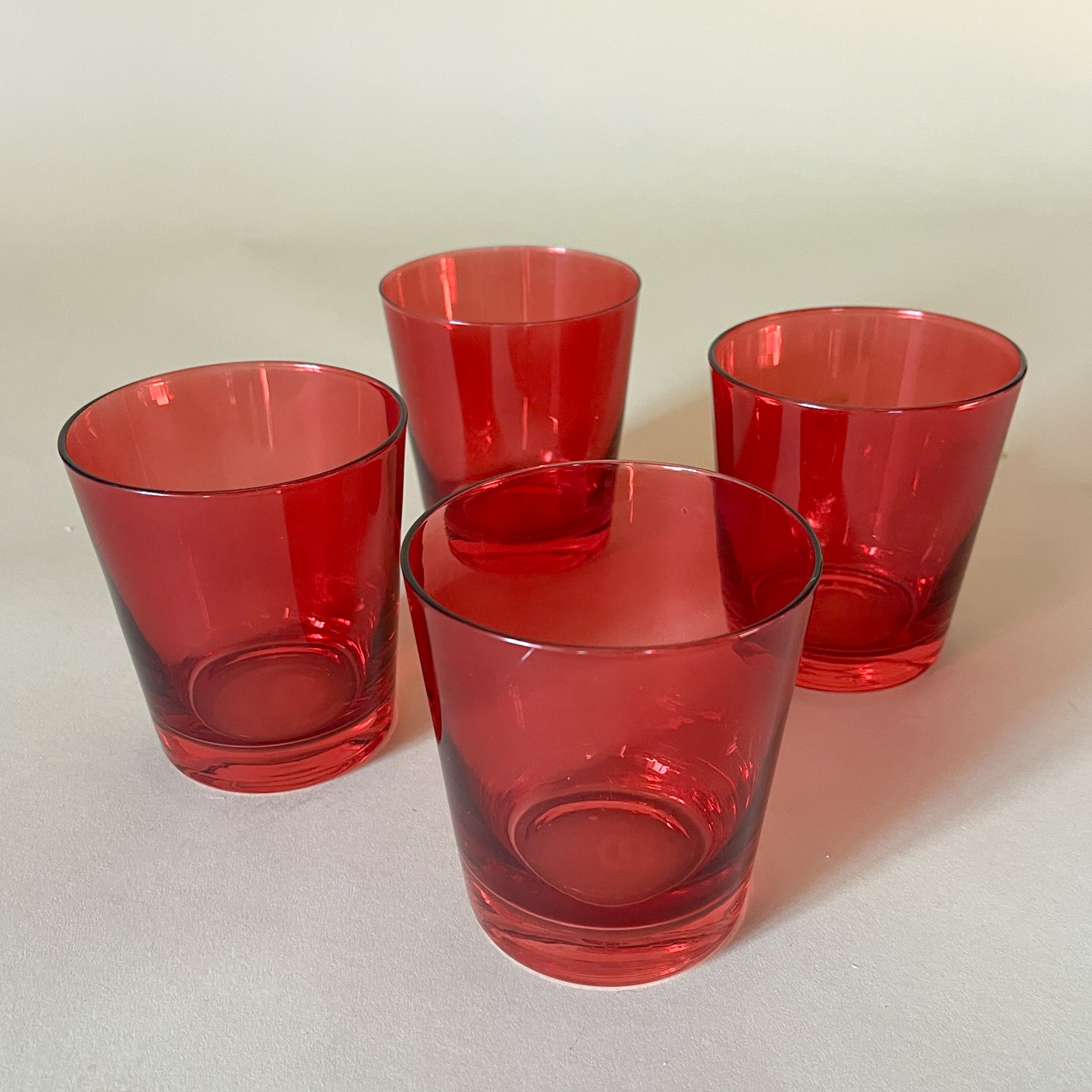 Low-Ball Colored Drinking Glasses, Set of 4