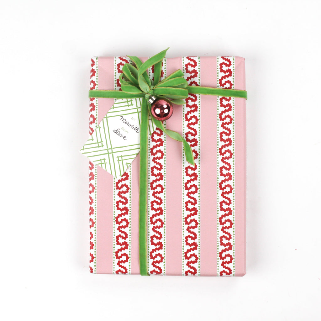 Harbor Trail Pink and Red Stripe Gift Wrapping Paper