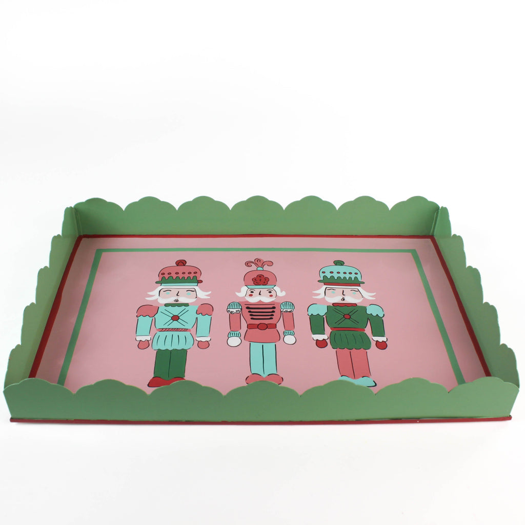 Hand-Painted Tole Metal Christmas Nutcracker Tray