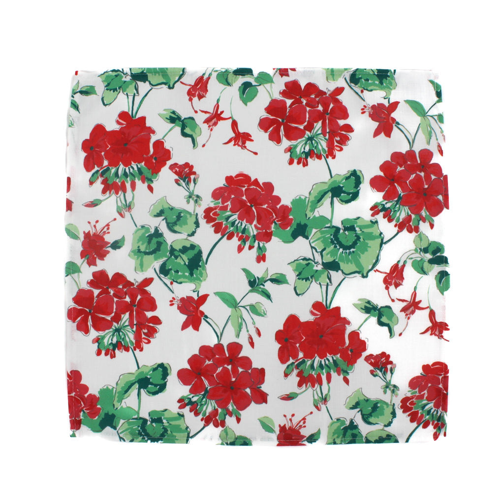 Cottage Grove Red Geranium Cloth Dinner Napkins, Set of 4