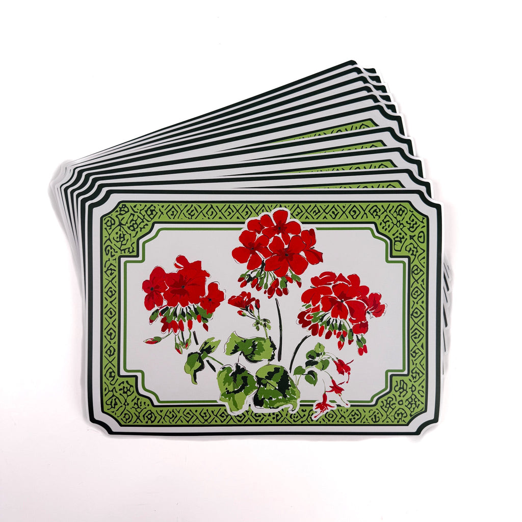 Shaped Geranium Paper Placemats, Set of 12