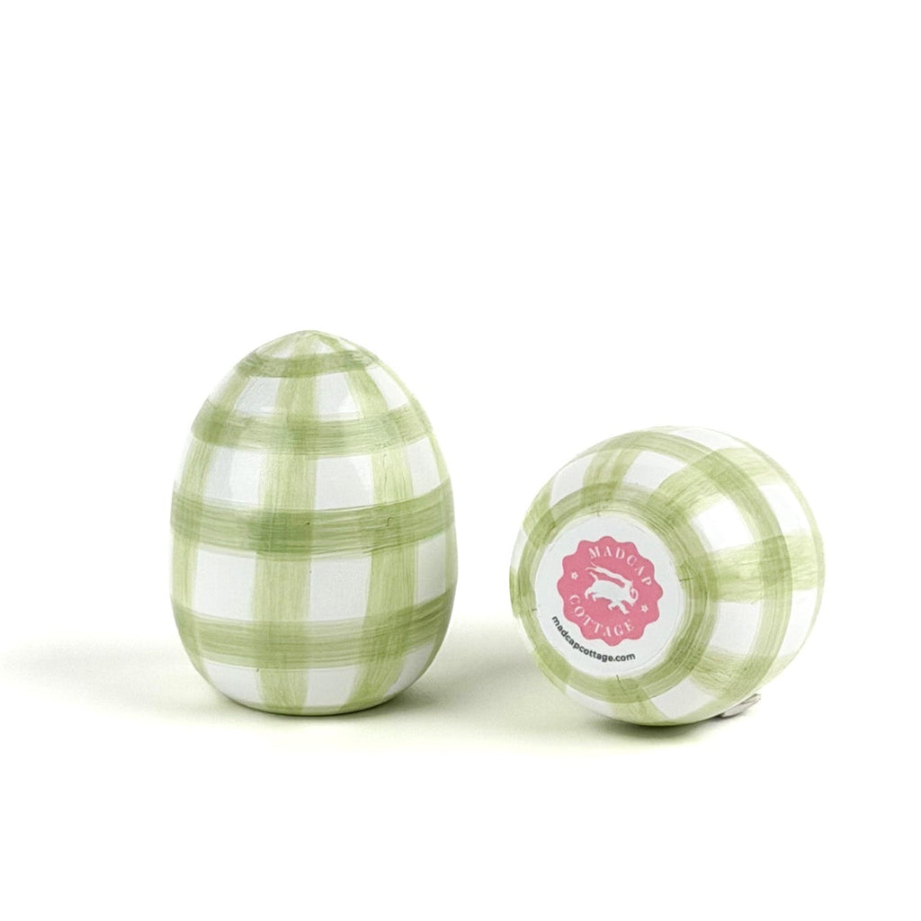 Gin Lane 4" Tole Decorative Easter Eggs, Set of 2 - Green