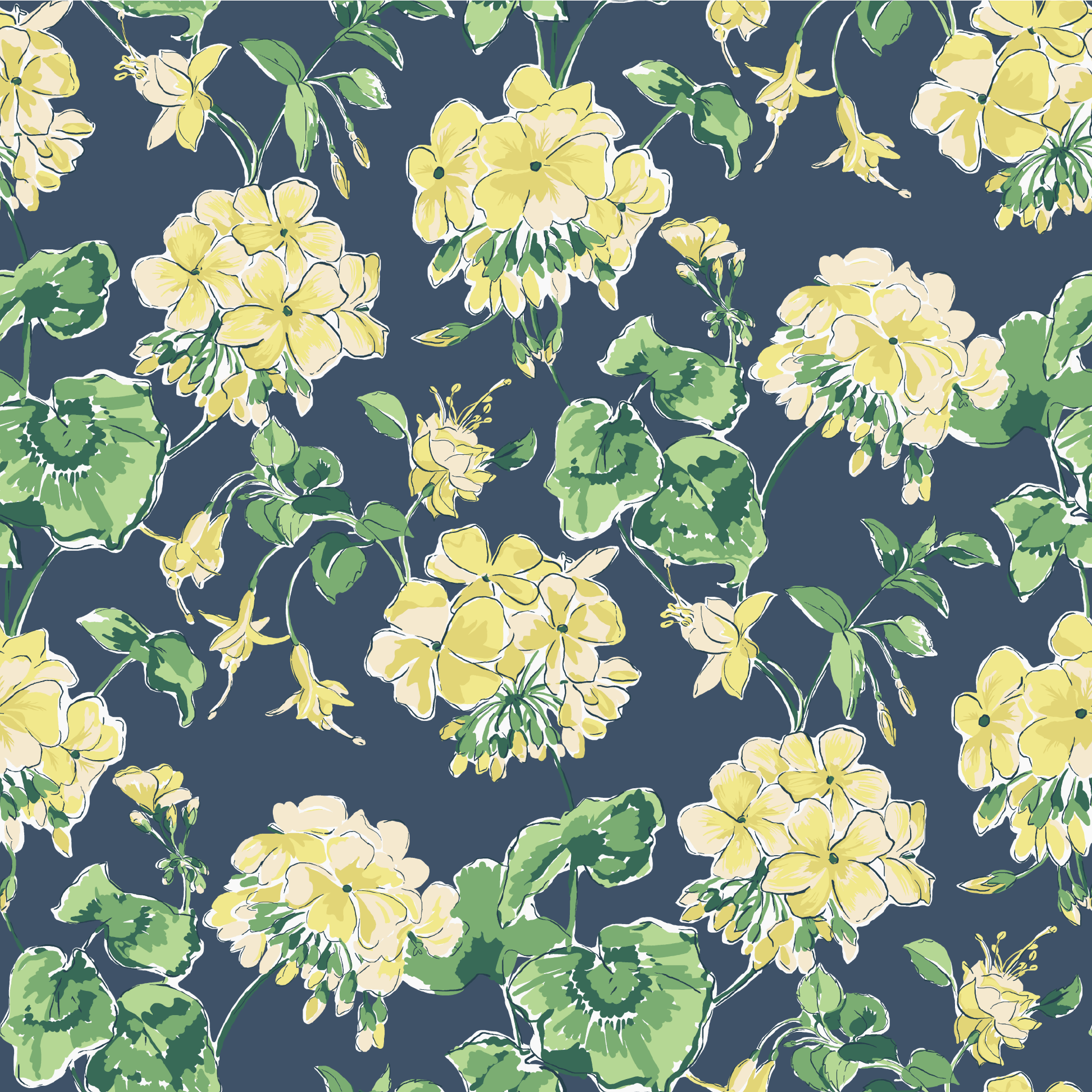 Cottage Grove Geranium Fabric - Grass Green