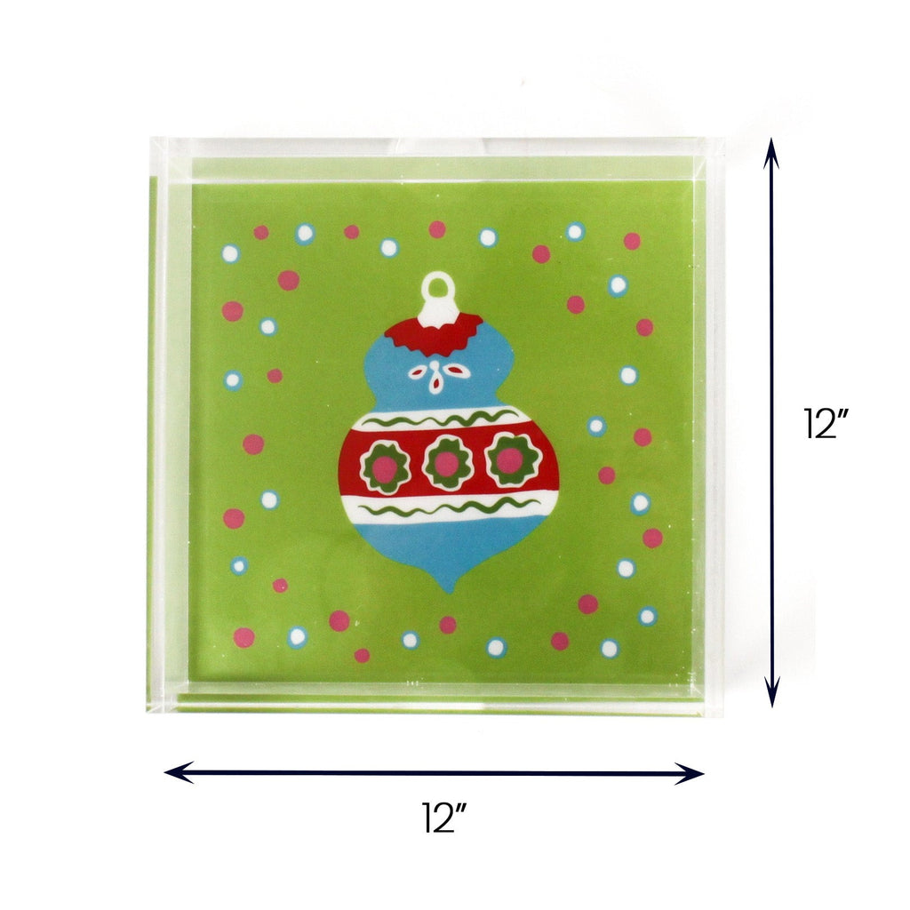 Christmas Ornament Blue Square Acrylic Trays, 3 Sizes