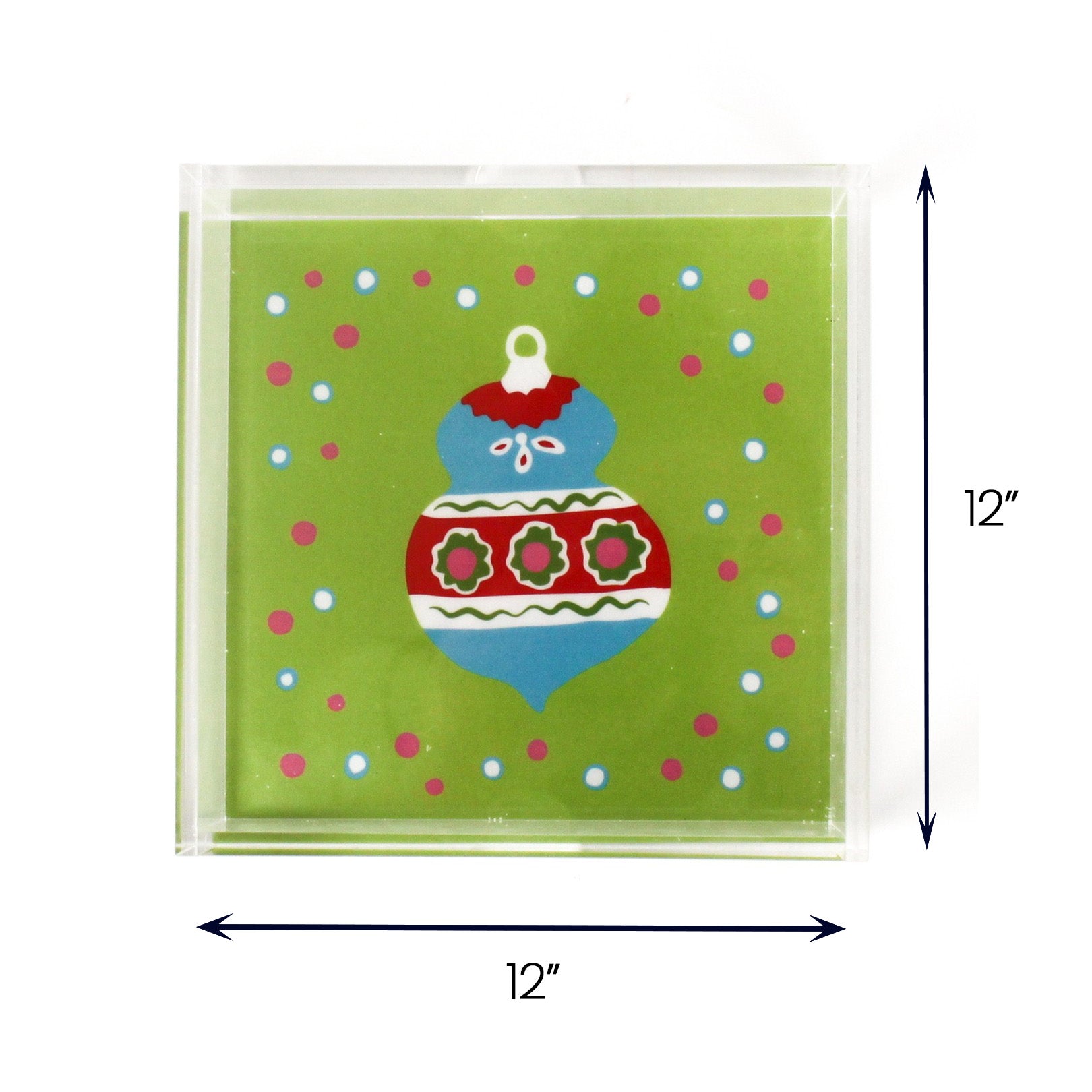 Christmas Ornament Blue Square Acrylic Trays, 3 Sizes
