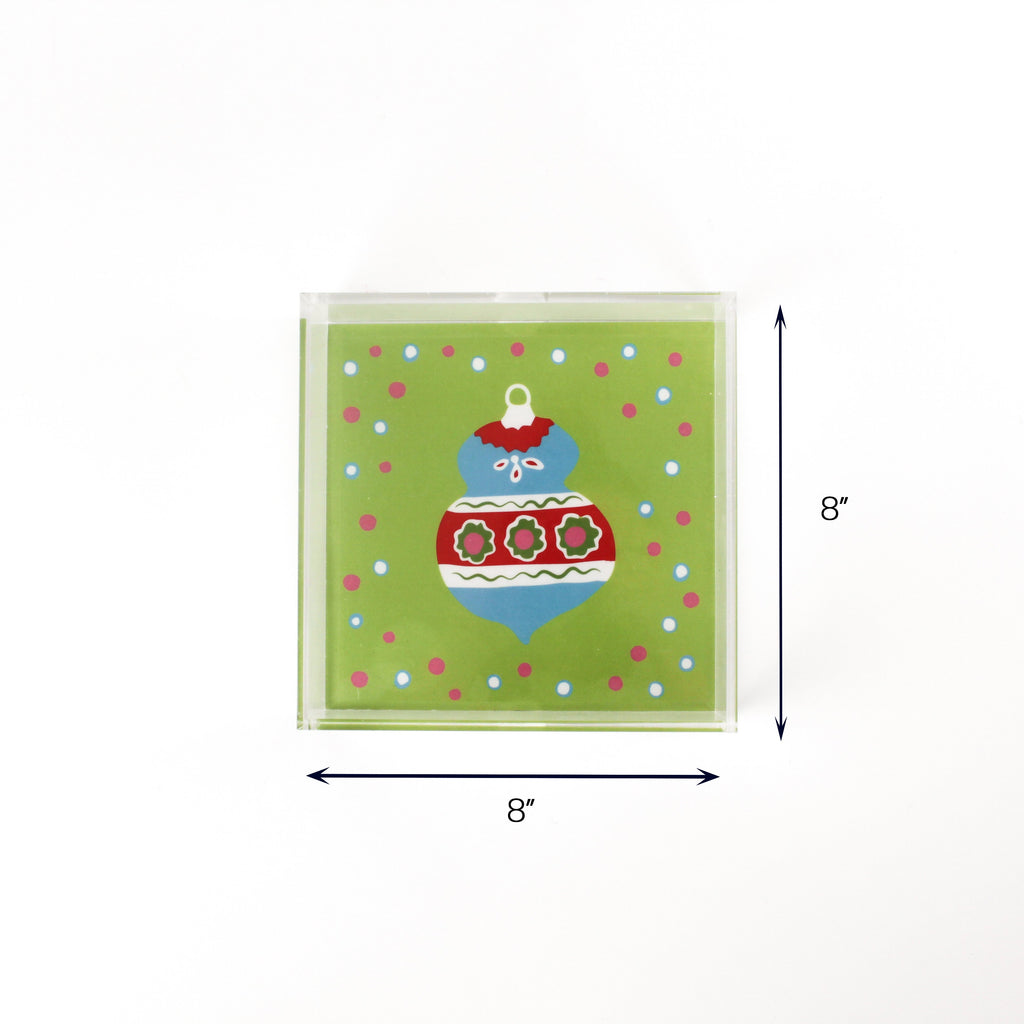 Christmas Ornament Blue Square Acrylic Trays, 3 Sizes
