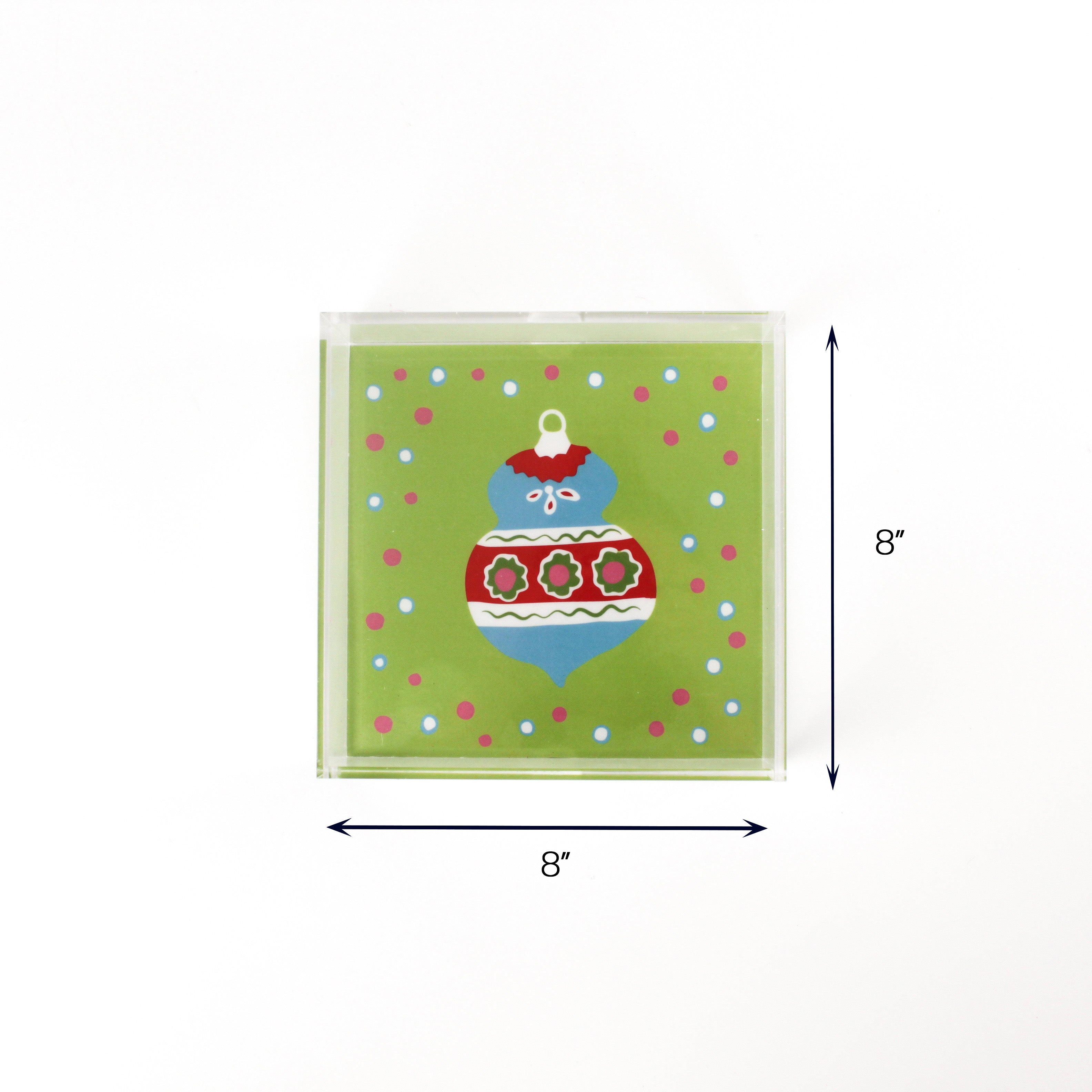 Christmas Ornament Blue Square Acrylic Trays, 3 Sizes