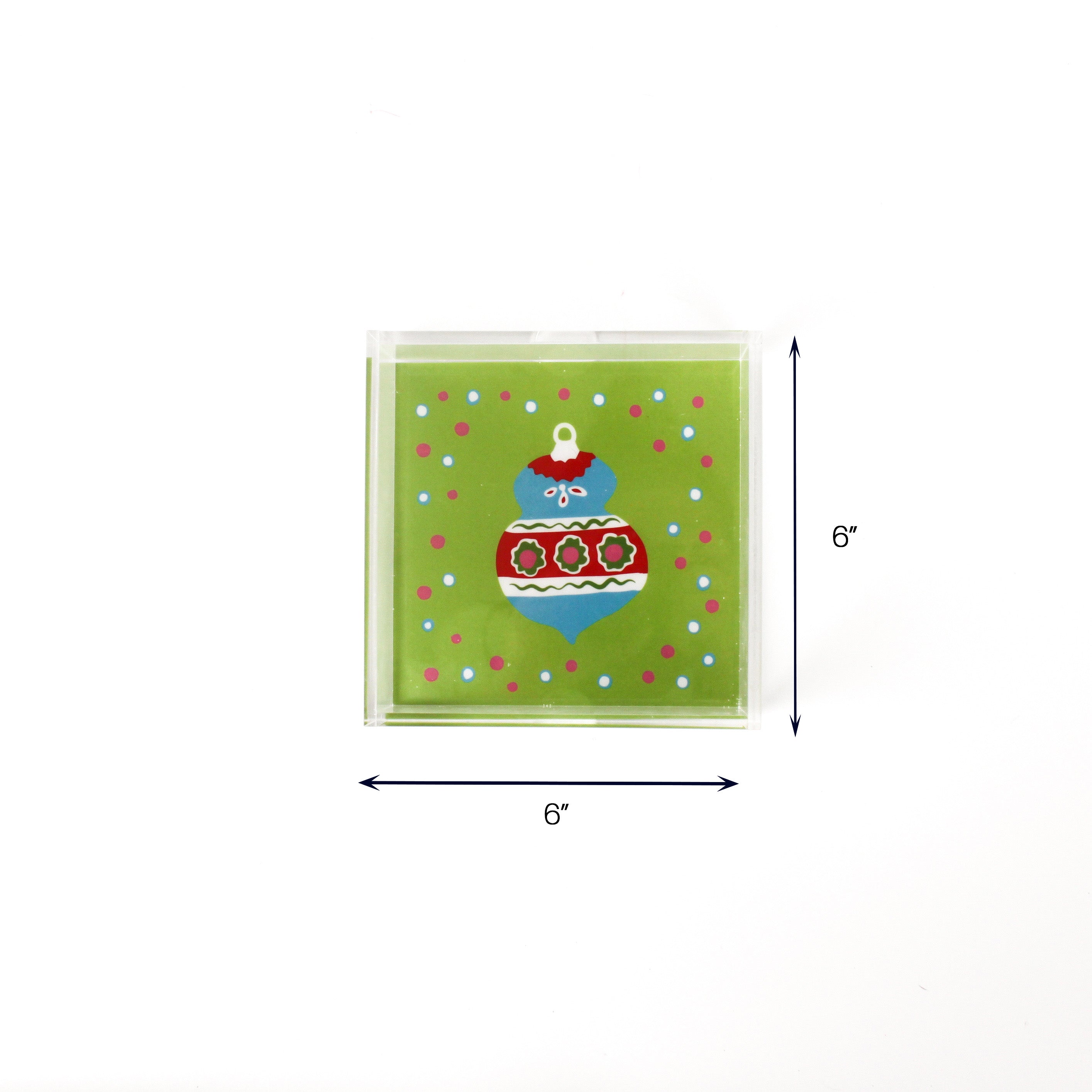 Christmas Ornament Blue Square Acrylic Trays, 3 Sizes
