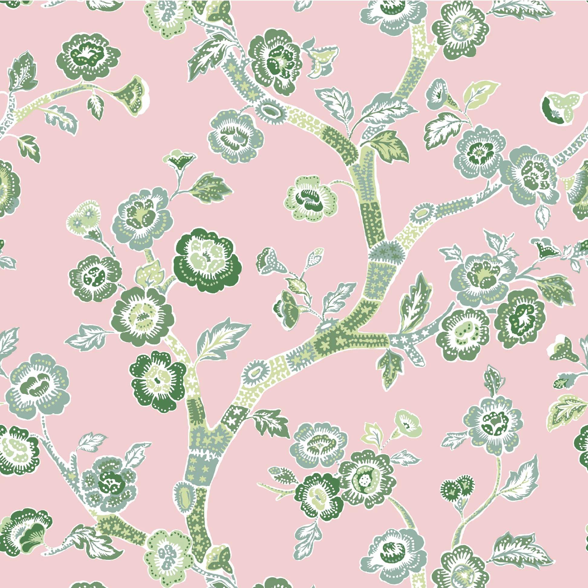 Temple Garden Unpasted Chinoiserie Wallpaper - Rose Pink