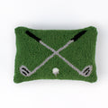 Hooked-Wool Crossed-Clubs Green Golf Pillow