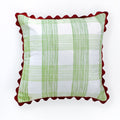 Gin Lane Green Gingham Square Pillow with Ric Rac