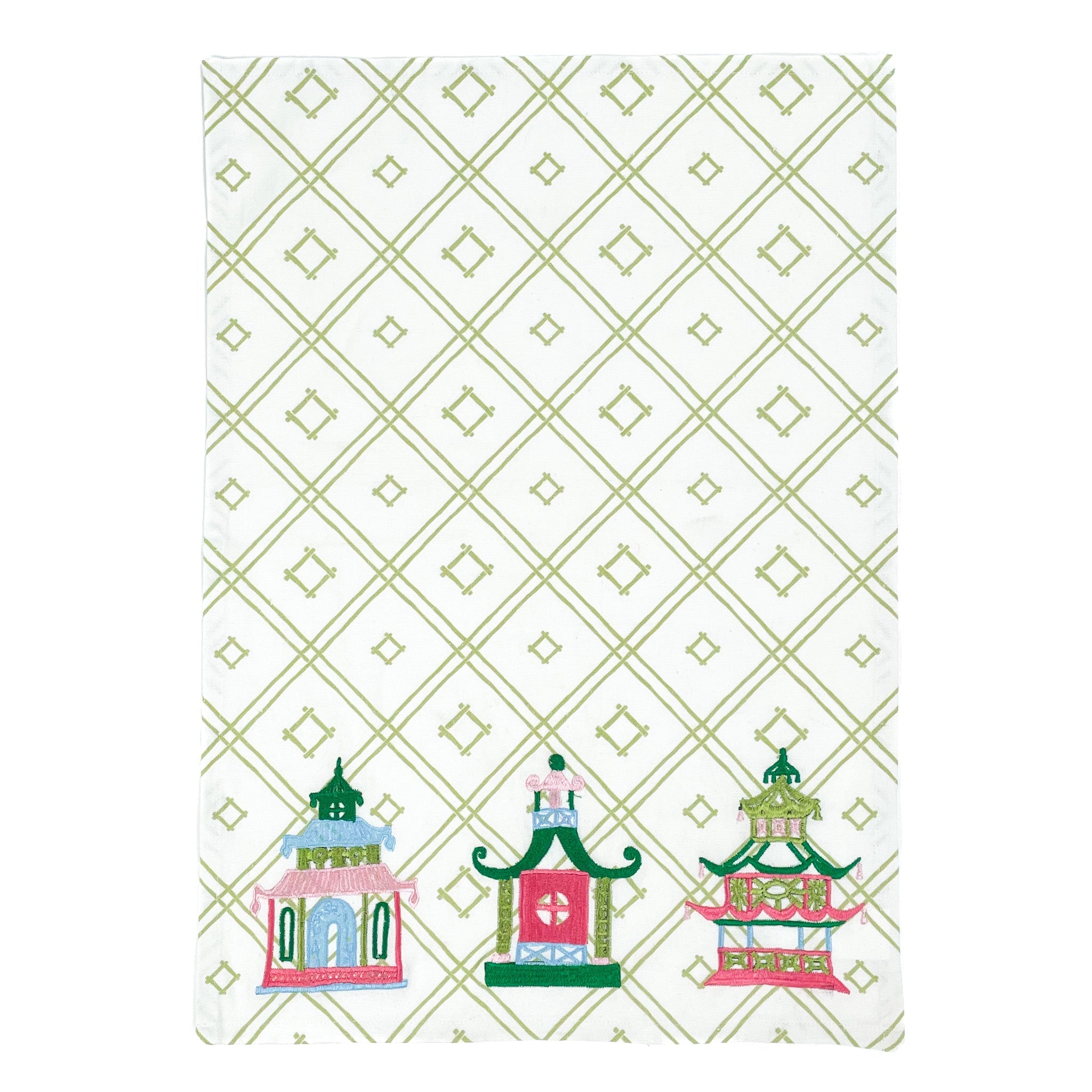 Pagoda Trio Chinoiserie Tea Towel/Dish Towel/Guest Towel
