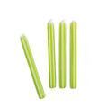 Green and Light Blue Pinstripe Taper Candles, Set of 4