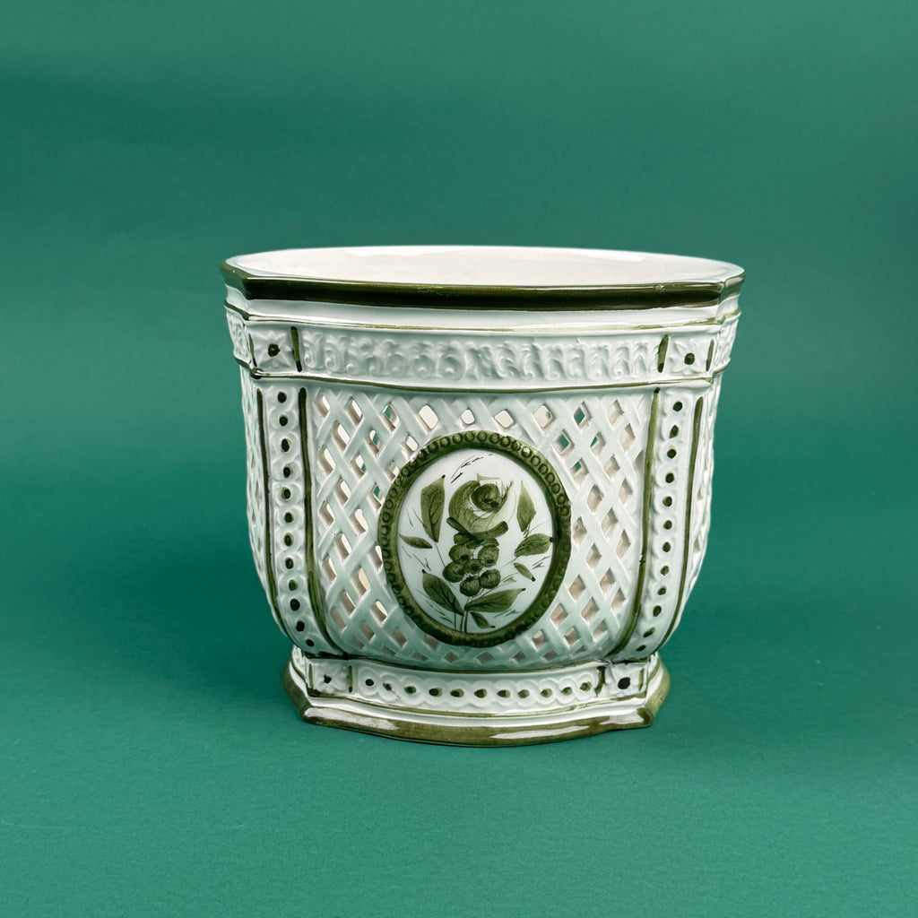 Vintage Green Ceramic Candy Jar