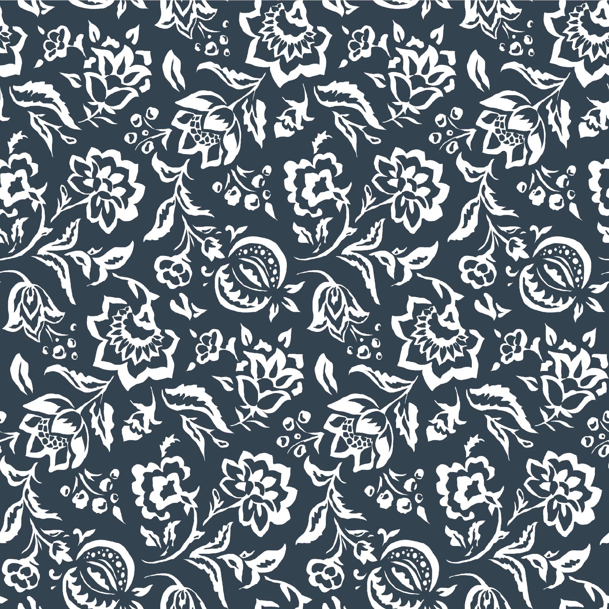 Hampton Court Unpasted Wallpaper - Navy Blue