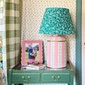 Harbor Trail Hand-Painted Pink and Green Lamp