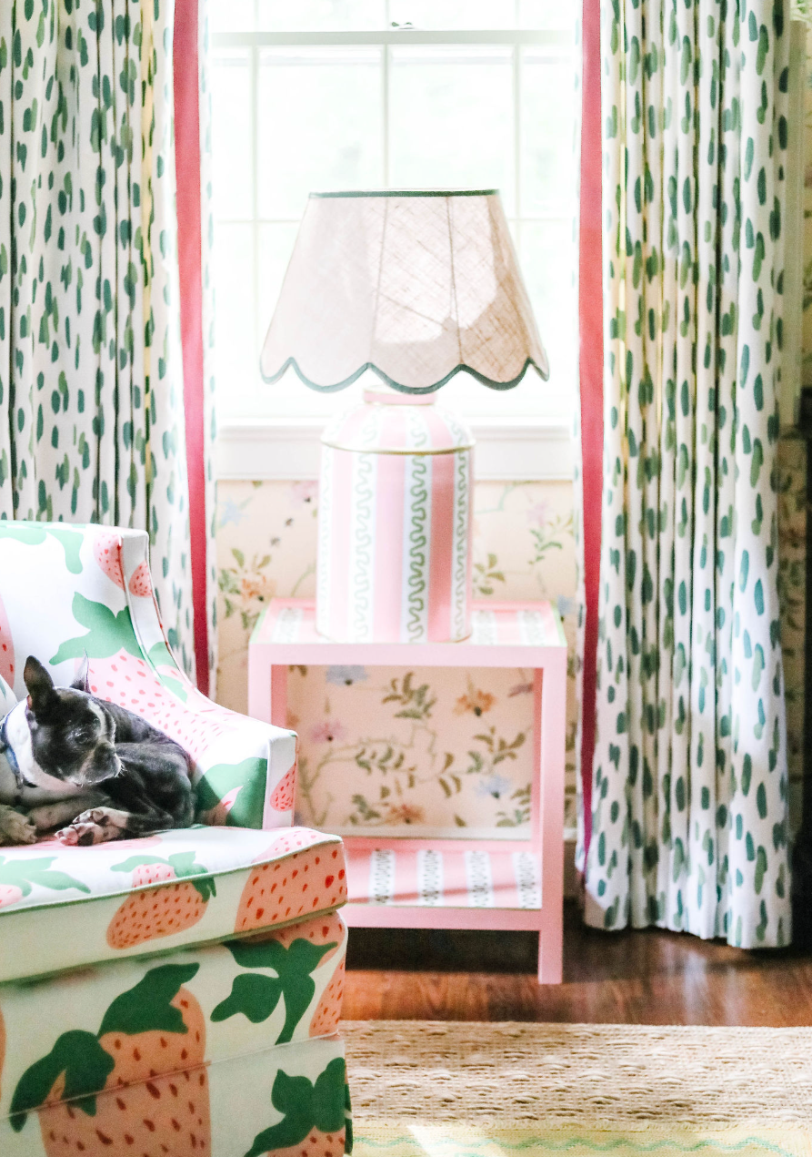 Harbor Trail Hand-Painted Pink and Green Lamp