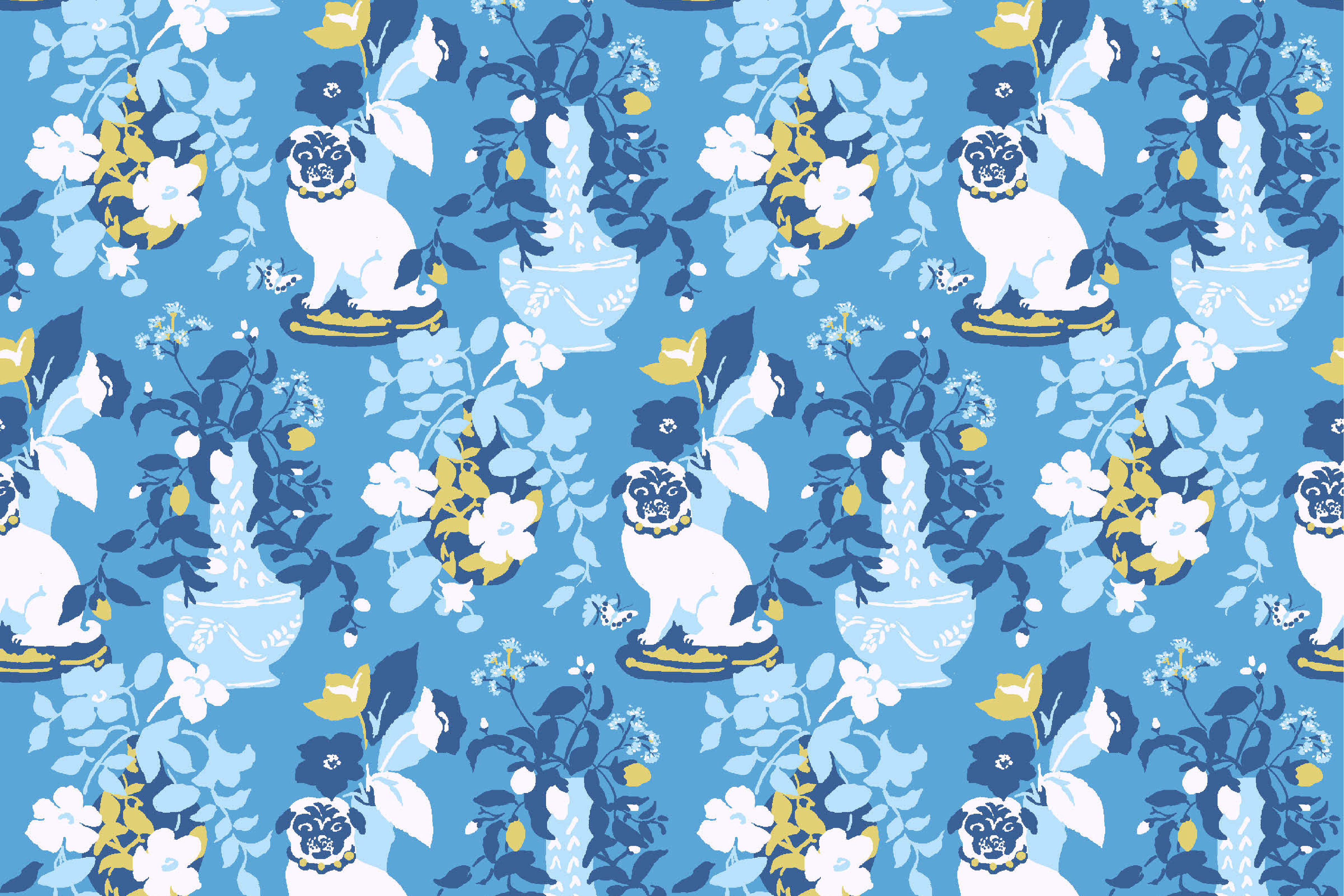 Imperial Palace Fabric - Island Blue