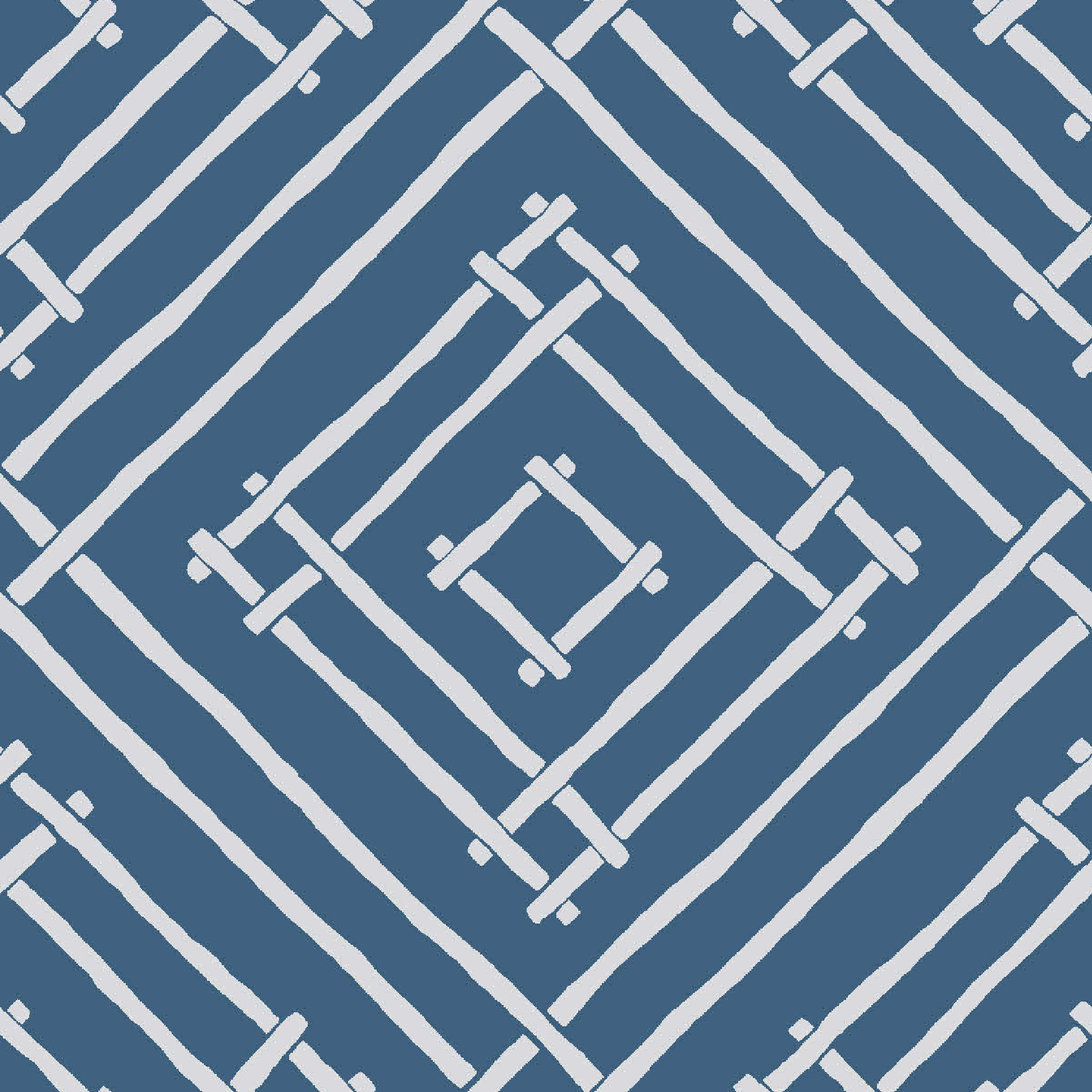 Island House Bamboo Trellis Fabric - Ocean Blue