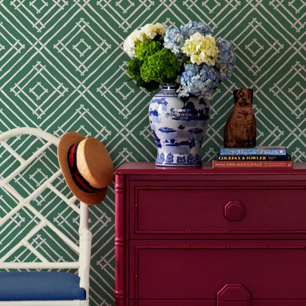 Island House Unpasted Wallpaper - Forest Green