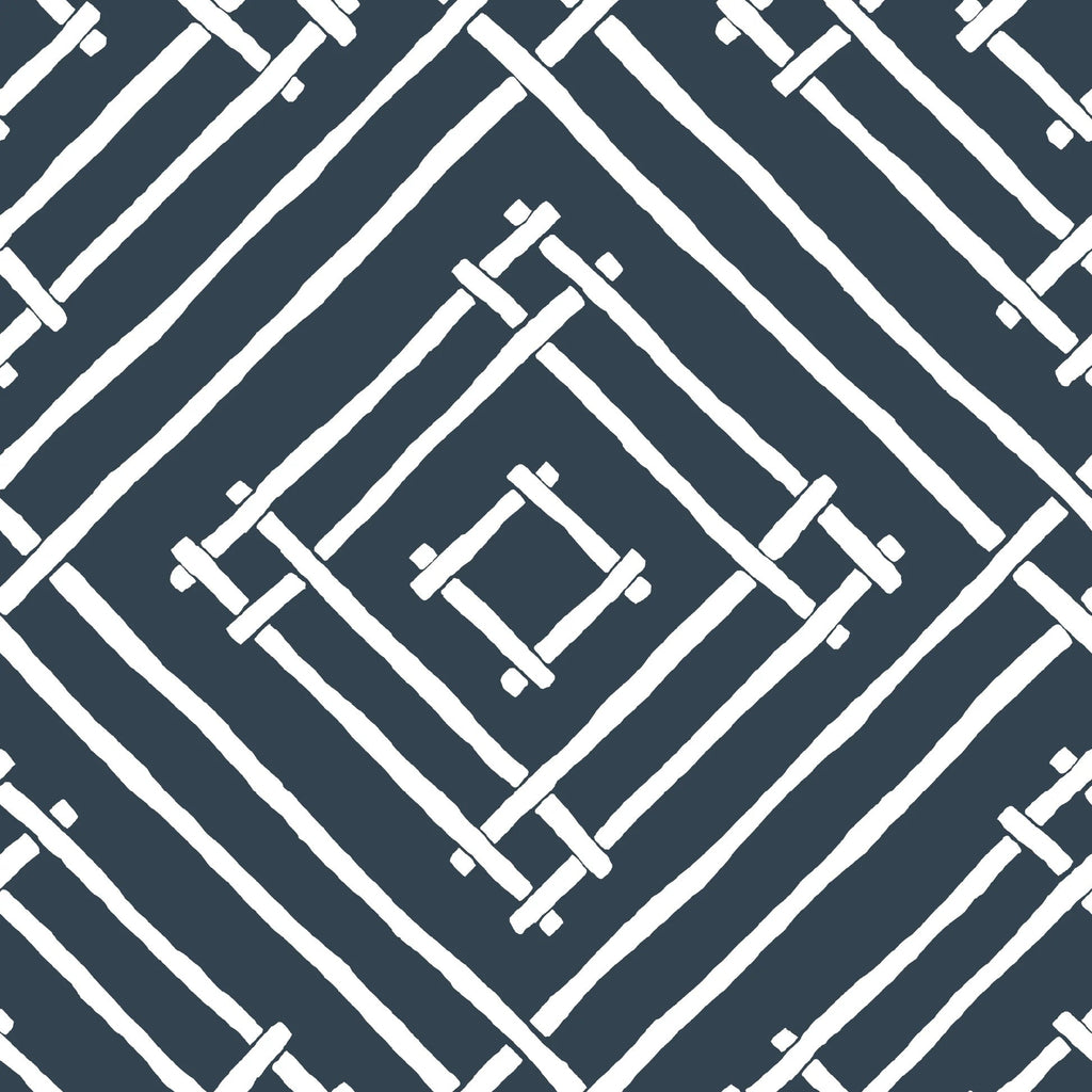 Island House Unpasted Wallpaper - Navy Blue