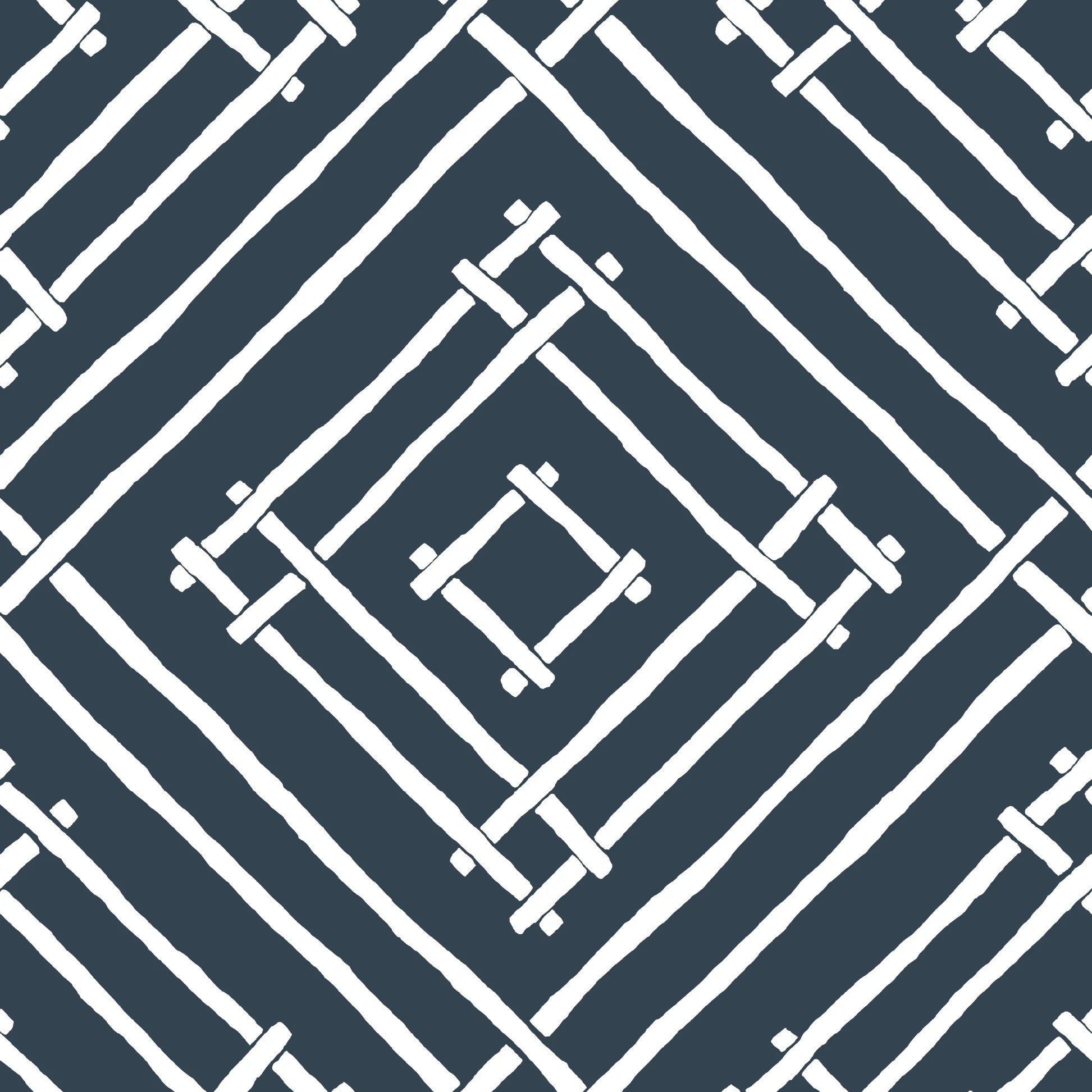 Island House Unpasted Wallpaper - Navy Blue