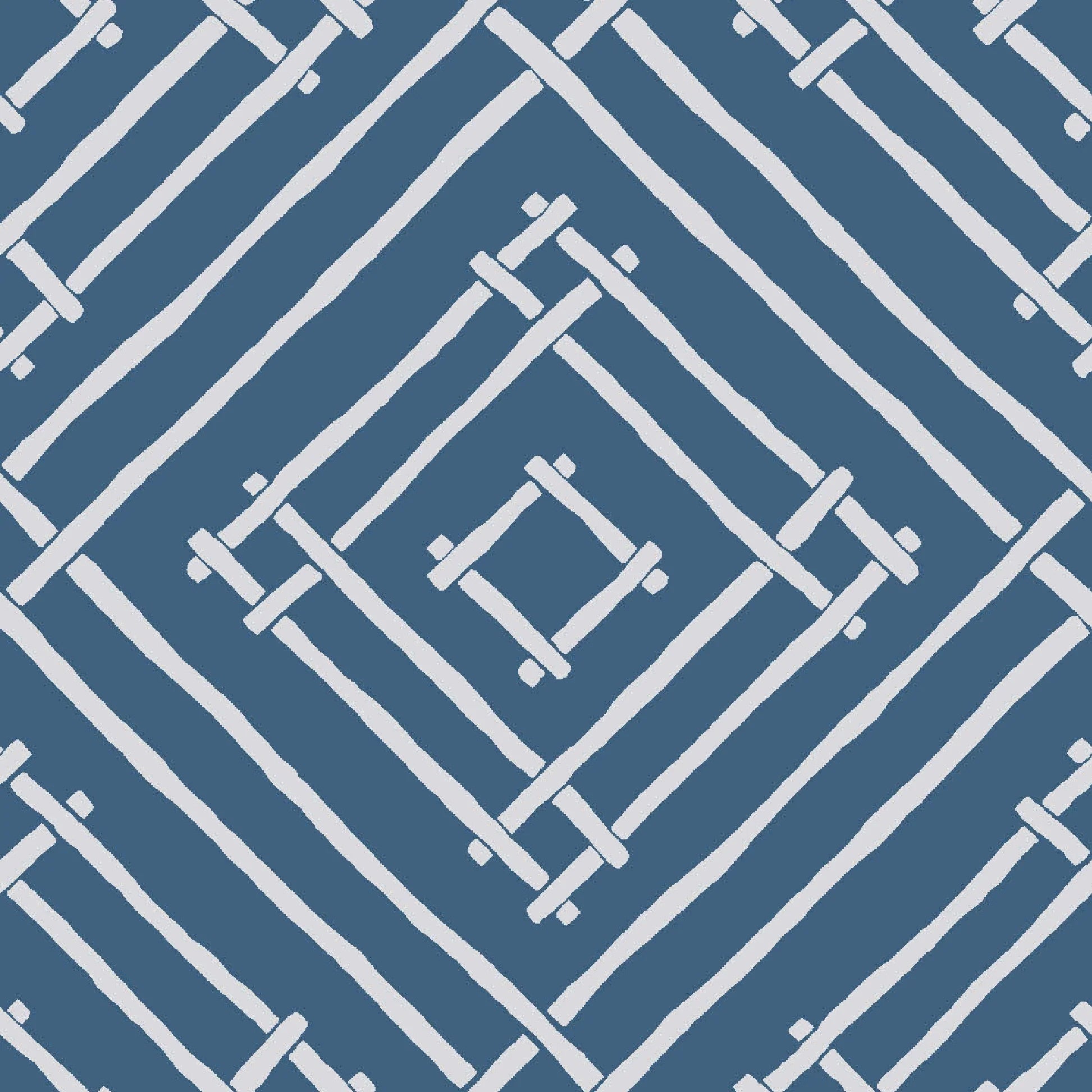 Island House Unpasted Wallpaper - Ocean Blue