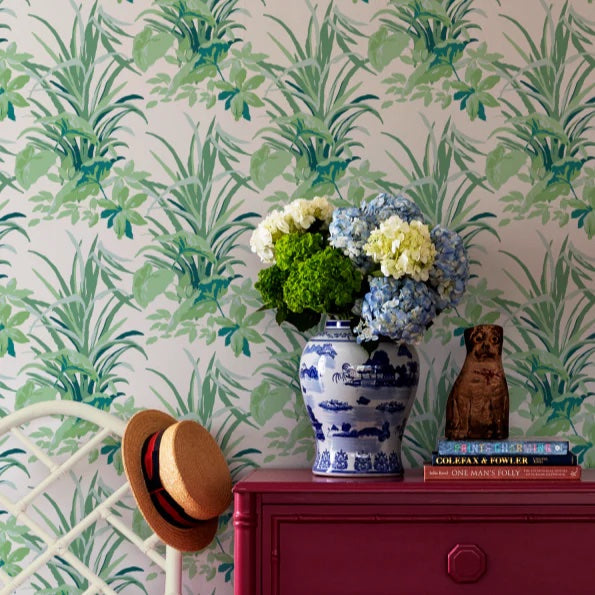 Jungle Road Palm Leaf Unpasted Wallpaper - Barbados Green