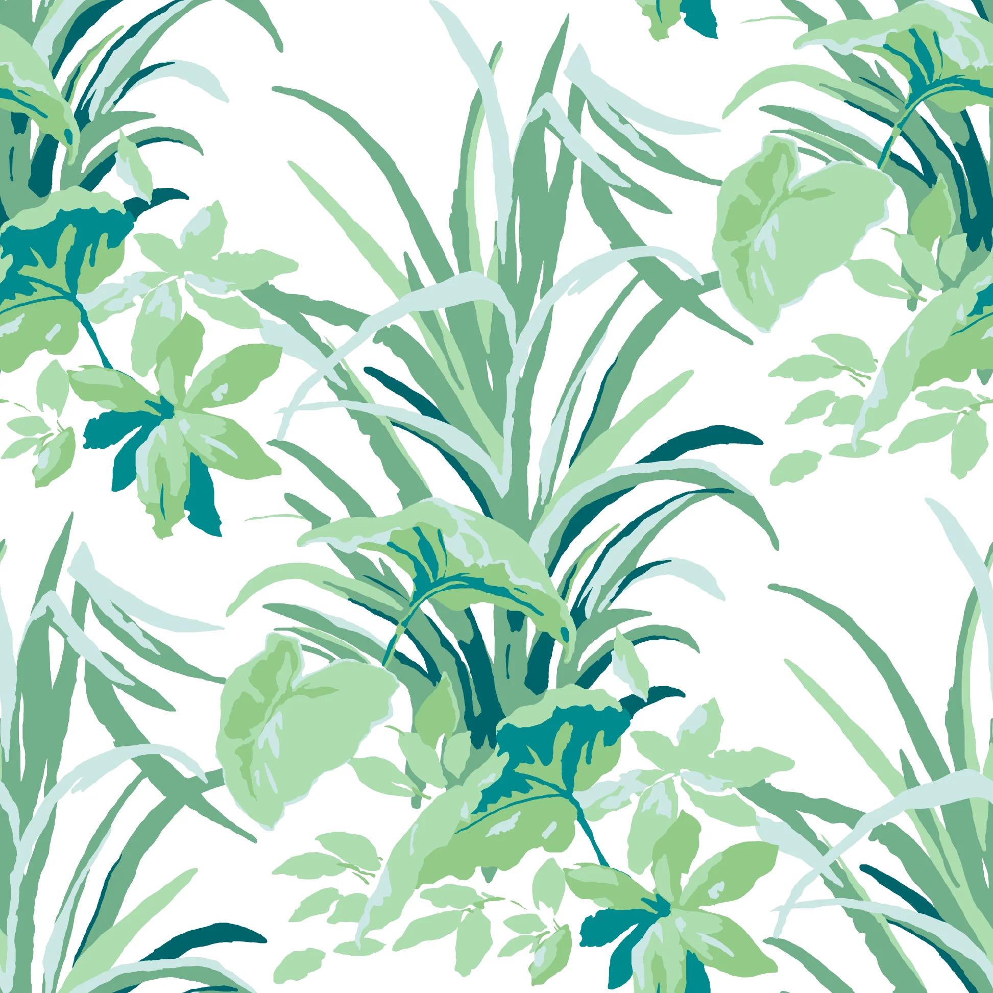 Jungle Road Palm Leaf Unpasted Wallpaper - Barbados Green