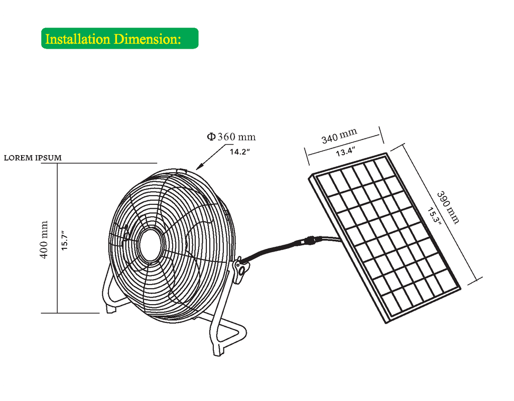 Kedron 12" 8-18W Solar Powered Fan