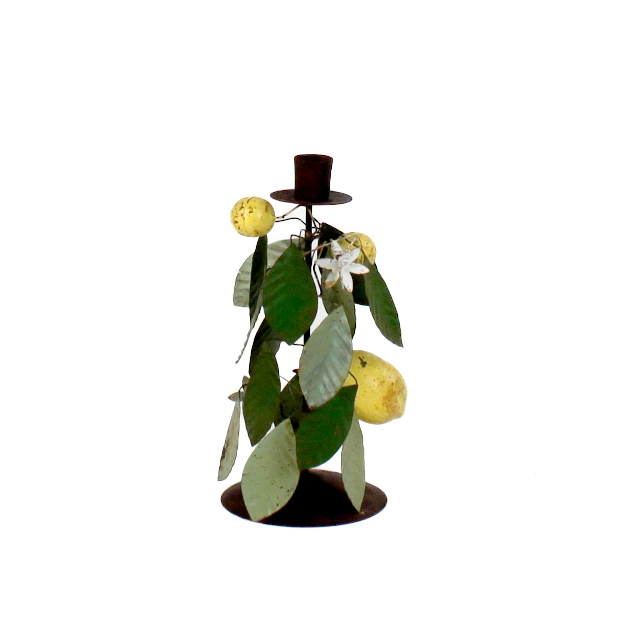 Hand-Painted Metal Lemon Candle Holders, Set of 2