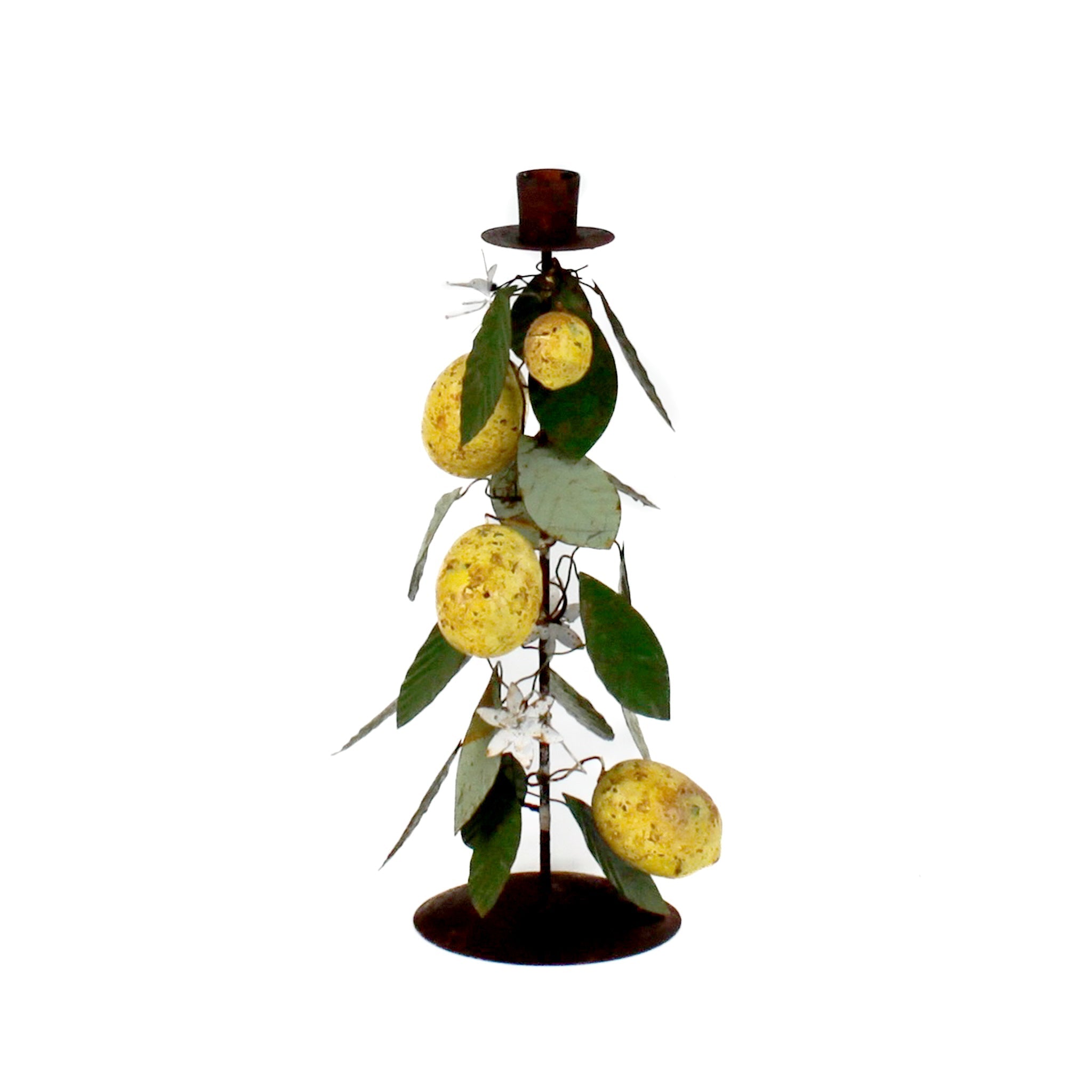 Hand-Painted Metal Lemon Candle Holders, Set of 2