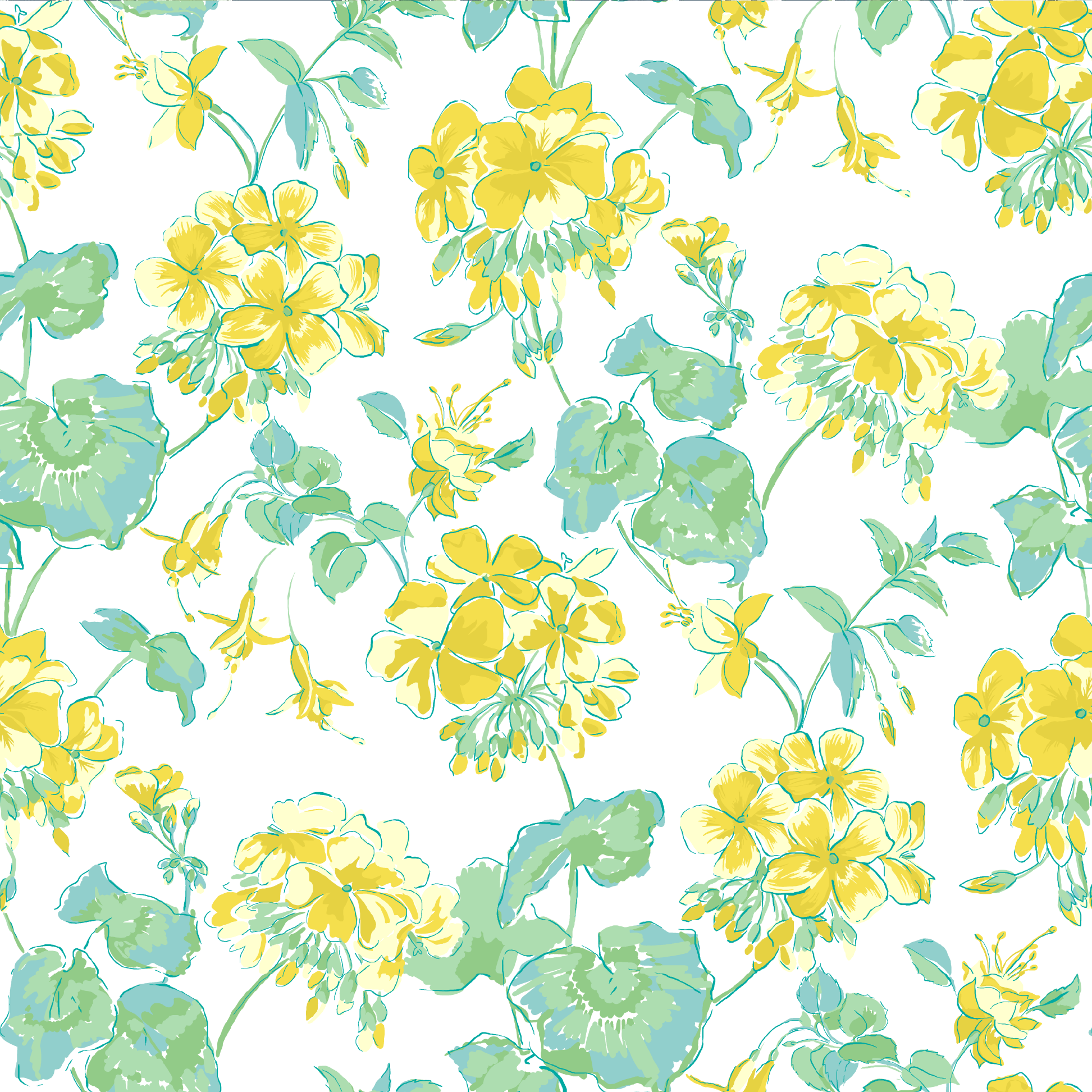 Cottage Grove Geranium Fabric - Lemon Grove Yellow