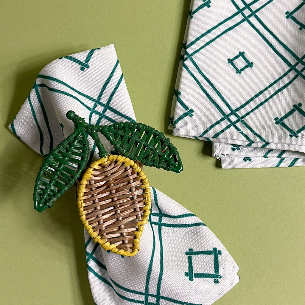 Rattan Lemon Napkin Rings, Set of 4