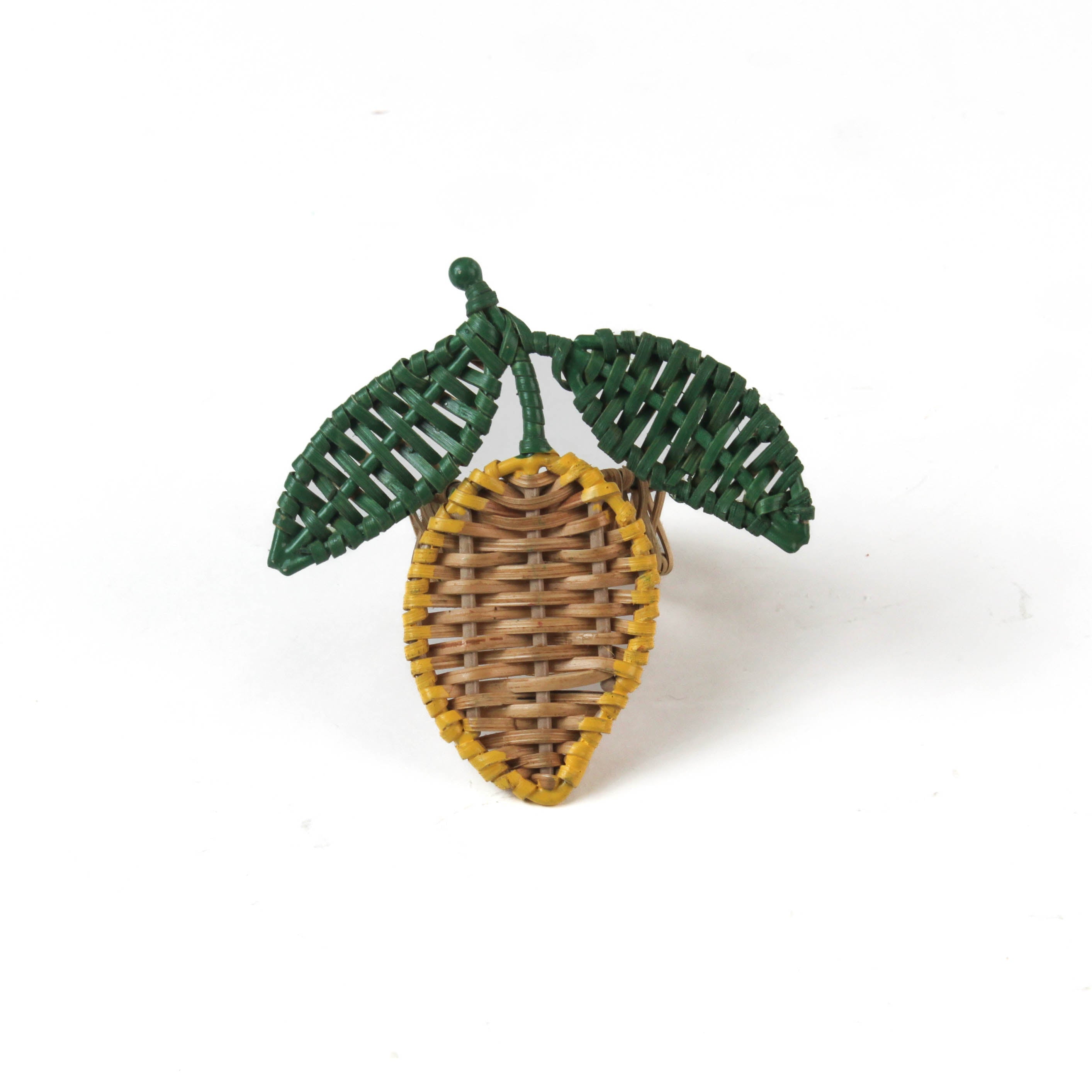 Rattan Lemon Napkin Rings, Set of 4