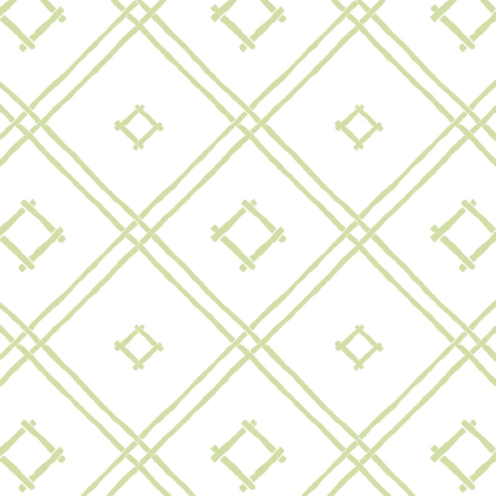 Island House Small Bamboo Trellis Unpasted Wallpaper - Meadow Green