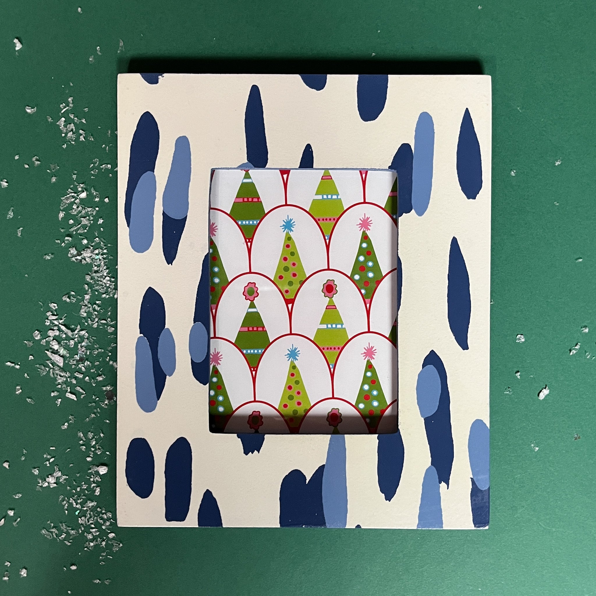 Hand-Painted Patterned 8 x 10 Frame - Club House Blue Brushstroke