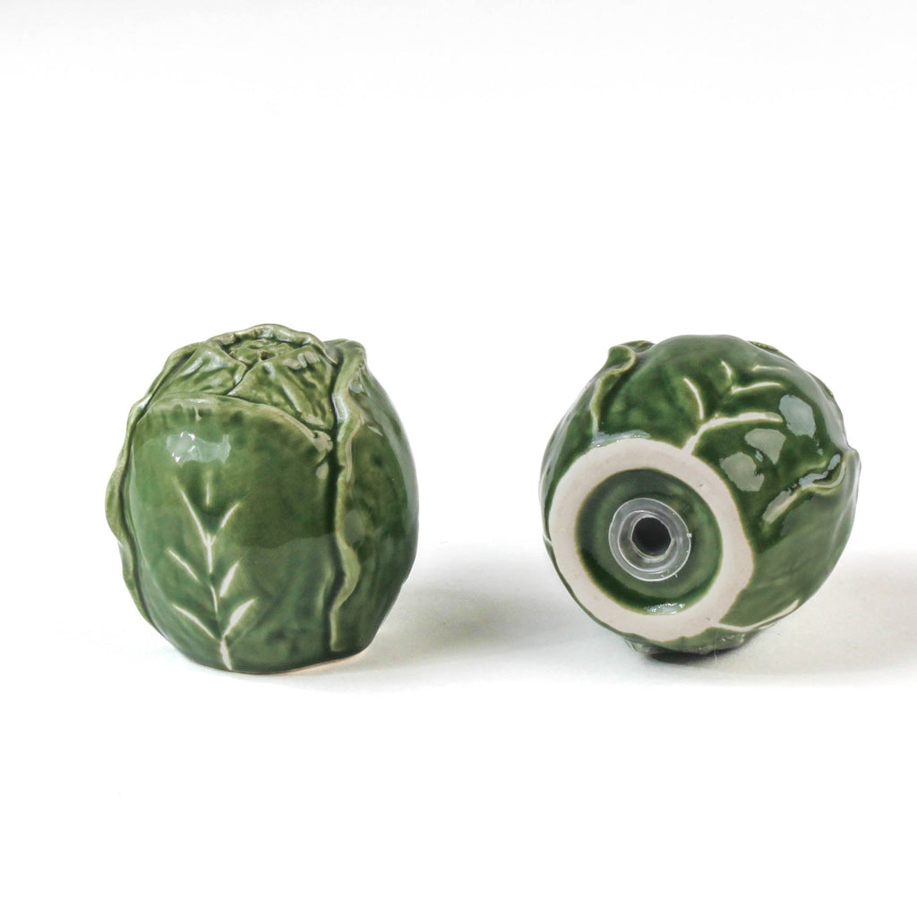 Hand-Painted Ceramic Cabbage Leaf Salt and Pepper Shakers