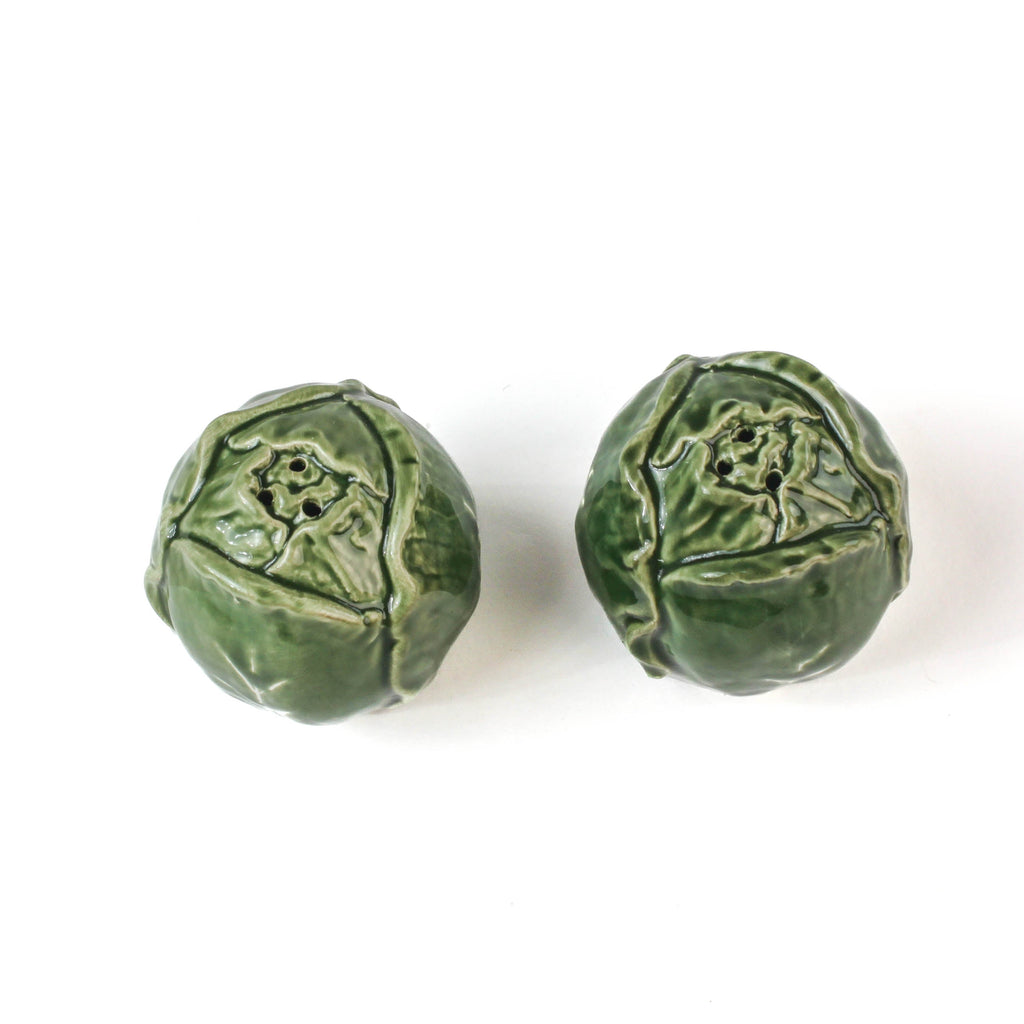 Hand-Painted Ceramic Cabbage Leaf Salt and Pepper Shakers